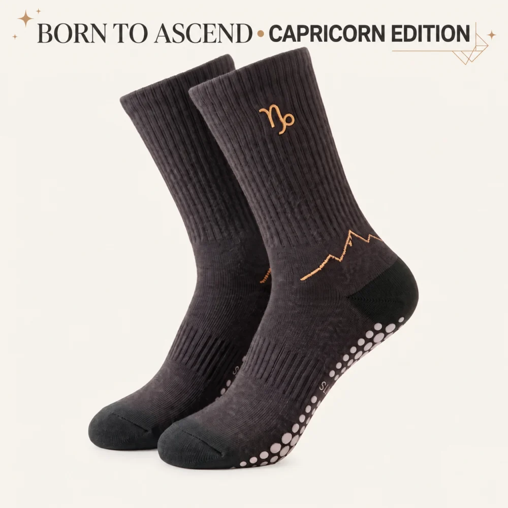 Capricorn zodiac grip socks — design visualization