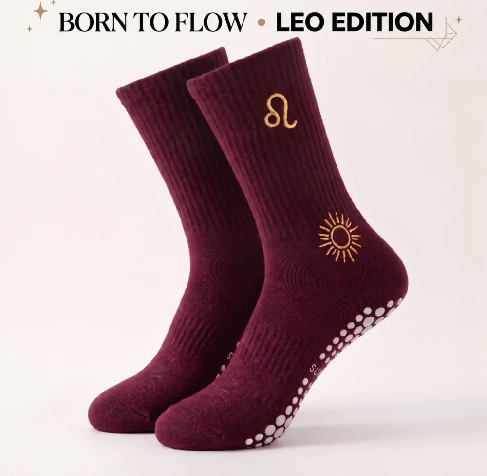 Leo zodiac grip socks — design visualization